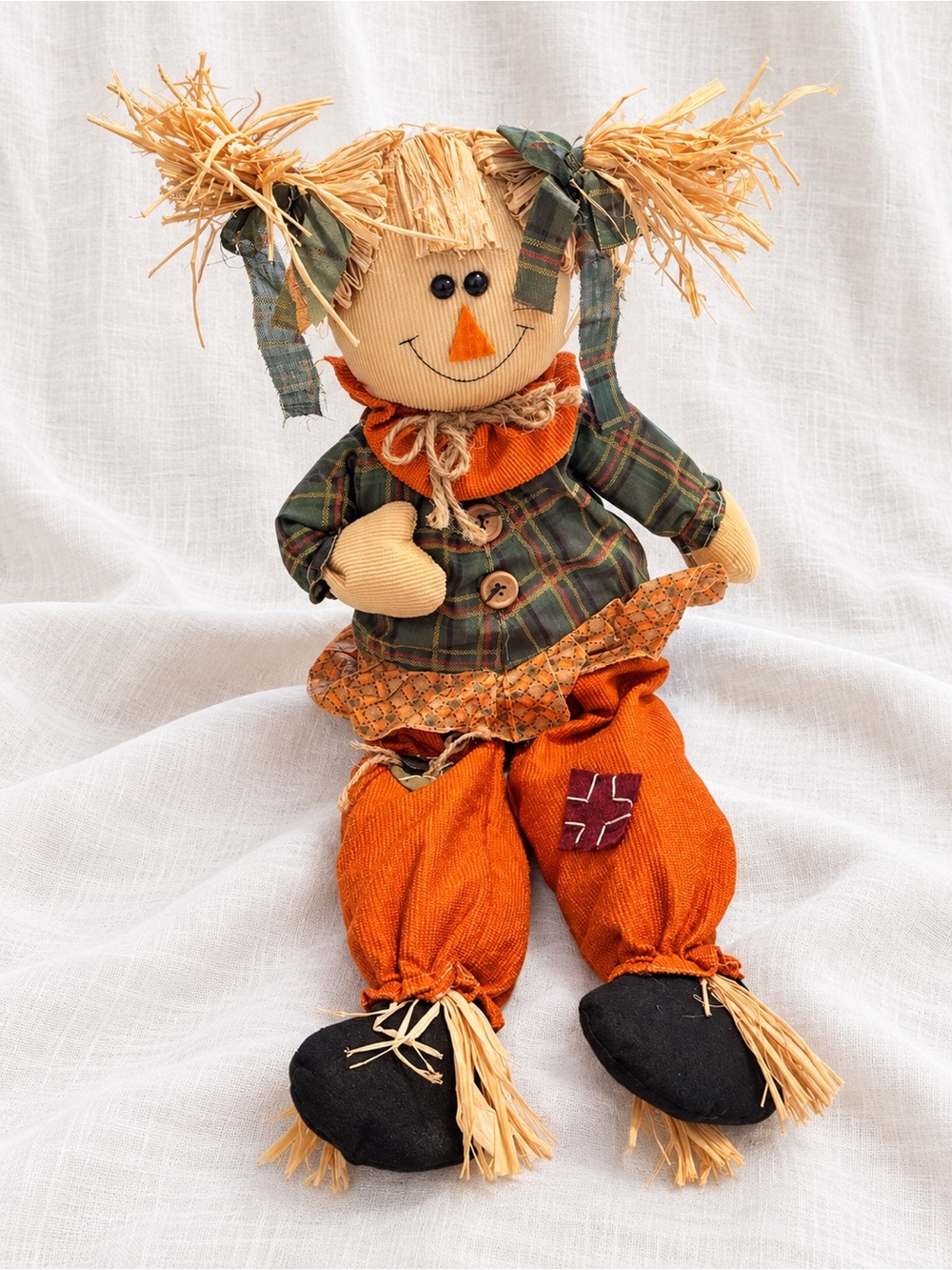 Vintage 22” Scarecrow Doll Rustic Farmhouse Fall Harvest Decor